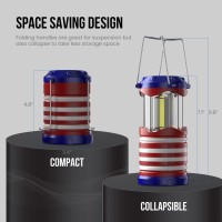 Lichamp 4 Pack Led Camping Lanterns American Flag, Battery Powered Camping Lights Cob Super Bright Collapsible Flashlight Portable Emergency Supplies Kit, I4Af