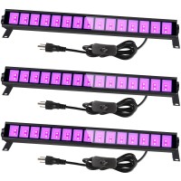 3 Pack Upgraded 36W Led Black Light Bar, Blacklight Flood Light With Plug & Switch & 5Ft Power Cord, Each Light Up 21X21Ft Area, For Glow Fluorescent Party Bedroom Game Room Body Paint Stage Lighting