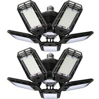 Suyncyi 2 Pack Led Garage Light, 150W Ultra Bright Led Shop Light With 5 Adjustable Panels,15000Lm 6500K E26/E27 Deformable Led Garage Ceiling Lights For Garage, Workshop