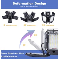 Suyncyi 2 Pack Led Garage Light, 150W Ultra Bright Led Shop Light With 5 Adjustable Panels,15000Lm 6500K E26/E27 Deformable Led Garage Ceiling Lights For Garage, Workshop