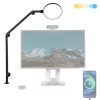 Lume Cube Edge Led Desk Lamp | Dimmable Home Office Desk Light With Usb Charging Port & Strong Swing Arm | Adjustable Color Temperature And Brightness | Circle Webcam Light | Touch Control Table Lamp