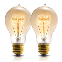 Doresshop Edison Bulbs, Vintage Light Bulbs, 40W Edison Light Bulb, A19 E26 Dimmable Decorative Amber Antique Filament Light Bulbs, 2 Pack