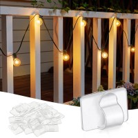 Brightown Clear Cable Clips, 25-Clips, 30-Stickers Adhesive Strips Cord Organizer, Uv-Resistant Material Light Clips Decorate Damage-Free Cord Holder Heavy Duty For Indoor Outdoor Christmas Lights