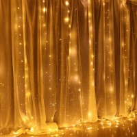 Sunilluma Led Window Curtain Lights - 10'W X 10'H 300 Led Fairy Lights In Curtain Shape With 10 Hooks, Usb Connector With 8 Modes And Remote Control, Perfect For Window And Wall Decoration