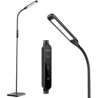 Lastar Led Floor Lamp, Reading Lamp With 3000K-6000K & 4 Brightness Levels, Dimmable Standing Lamps For Living Room, Office With Flexible Gooseneck,Timer & Memory Function