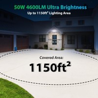 Imaihom 50W Flood Lights Outdoor, 3 Adjustable Heads Led Flood Light, Ip65 Waterproof Outdoor Flood Light, 6000K Daylight White 4600Lm Bright Security Lights For Yard Garage Driveway Patio (Black)