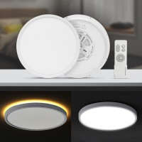 Taloya Remote Control Flush Mount Ceiling Light, Dimmable Flat Light Fixture,15.8 Inch 30W,3000~6500K Main White Light+3000K Ambiance Night Light, Round Led Light For Bedroom,Living Room,Etl Listed