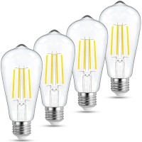 Boohenka Vintage Led Edison Bulbs,E26 Led Bulb 60 Watt,Led Light Bulbs Non-Dimmable,Warm White 2700K,850Lumens,Antique St58 Led Filament Bulbs 90+ Cri,E26 Base,Clear Glass,Pack Of 4