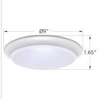 Lit-Path Led Flush Mount Ceiling Lighting Fixture, 9 Inch Dimmable 15.5W, 1050 Lumen, Aluminum Housing Plus Pc Cover, Etl And Damp Location Rated, 1-Pack, White Finish-5000K