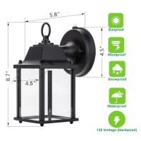 Litpath Small Outdoor Led Wall Lantern With Dusk To Dawn Photocell 5000K Daylight White 95W 800 Lumen Aluminum Housing Plu