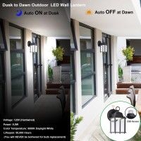 Litpath Small Outdoor Led Wall Lantern With Dusk To Dawn Photocell 5000K Daylight White 95W 800 Lumen Aluminum Housing Plu