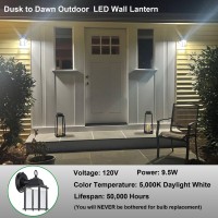 Litpath Small Outdoor Led Wall Lantern With Dusk To Dawn Photocell 5000K Daylight White 95W 800 Lumen Aluminum Housing Plu