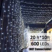 Solhice Led Curtain Lights White Outdoor 20Ft X10Ft, 600 Led Plug In Hanging Window String Lights Indoor, Twinkle Lights Backdrop For Patio Wedding Bedroom Backyard D