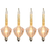 4 Pack Christmas Bubble Replacement Bulbs, Gold Glitter Vintage Christmas Bubble Light Bulbs, C7/E12 Candelabra Base Light Bulbs For Bubble Lights