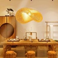 Goodtechnical Bamboo Lantern Pendant Lamp, Retro Japanese Style E27 Chandelier Hanging Ceiling Lighting Fixture For Bedroom Restaurant Cafe Teahouse Bar Dining Club