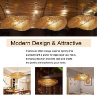 Goodtechnical Bamboo Lantern Pendant Lamp, Retro Japanese Style E27 Chandelier Hanging Ceiling Lighting Fixture For Bedroom Restaurant Cafe Teahouse Bar Dining Club