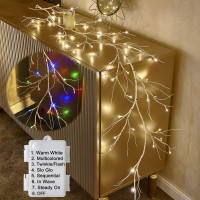 Hairui Lighted Birch Garland Battery Operated With 8 Function 48 Warm White And Multi Color Lights 6Ft, Pre Lit Garland For Fireplace Christmas Holiday Decoration Indoor Outdoor