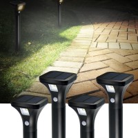 Auraxy Led Solar Powered Motion Sensor Pathway Lights Battery Powered Outdoor Waterproof Motion Detector Walkway Light Use For