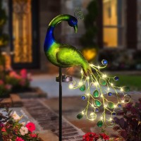 Solar Garden Lights Metal Peacock Garden Decor Waterproof Peacock Solar Stake Lights Decorative For Outdoor Patio Lawn Porch Yard Decorations Peacock Gifts For Mom Grandma Women Birthday Gardening