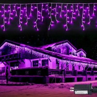 Jmexsuss 800 Led Purple Halloween Icicle Lights Outdoor 776 Ft Purple Icicle Lights Indoor Plug In With Remote Purple Christm