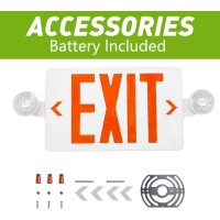 2 Pack Red Led Exit Sign With Emergency Lights,Two Led Adjustable Head Emergency Exit Lights With Battery Backup, Dual Led Lamp Abs Fire Resistance Ul-Listed 120-277V (2)