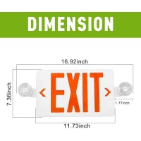 2 Pack Red Led Exit Sign With Emergency Lights,Two Led Adjustable Head Emergency Exit Lights With Battery Backup, Dual Led Lamp Abs Fire Resistance Ul-Listed 120-277V (2)