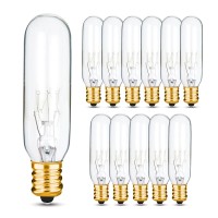 Ohlectric Clear T6 Tubular Incandescent Light Bulb - 25 Watt Dimmable Bulb With E12 Candelabra Base - Warm White Color, Pack Of 12