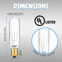 Ohlectric Clear T6 Tubular Incandescent Light Bulb - 25 Watt Dimmable Bulb With E12 Candelabra Base - Warm White Color, Pack Of 12