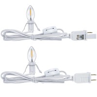 Accessory Cord With One Led Light Bulb Lamp Kit Includes 6 Feet Ul Listed White Cord On And Off Switch Plug Lamp Cord With Single Led Light For Craft Party Home Outdoor Decor (2 Pieces)