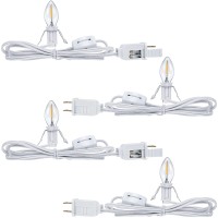 Accessory Cord With One Led Light Bulb Lamp Kit Includes 6 Feet Ul Listed White Cord On And Off Switch Plug Lamp Cord With Single Led Light For Craft Party Home Outdoor Decor (4 Pieces)