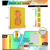 Cota Global Pineapple Light Up Led Wall Art - Fun Changing Color Led Light Up Picture Art For Bedroom, Modern Wall Hang Living Room Art, Fruit Wall Art Nightlight - 16X12 Inch