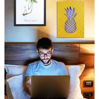 Cota Global Pineapple Light Up Led Wall Art - Fun Changing Color Led Light Up Picture Art For Bedroom, Modern Wall Hang Living Room Art, Fruit Wall Art Nightlight - 16X12 Inch