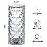 Dott Arts Crystal Lamp Rgb Color Changing Night Light Table Lamp,16 Colors &4 Modes Romantic Rose Diamond Home Decor Touch Crystal Table Lamp,Usb Bedside Lamp For Bedroom Living Room For Kids