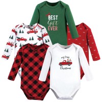 Hudson Baby Unisex Baby Cotton Long-Sleeve Bodysuits Christmas Gift, 18-24 Months