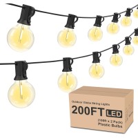 Rtty Outdoor String Lights 200Ft 2 Pack 100Ft G40 Led Patio Lights With 52Pcs Plastics Bulbs Waterproof Shatterproof Dimmable G