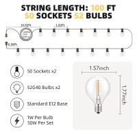 Rtty Outdoor String Lights 200Ft 2 Pack 100Ft G40 Led Patio Lights With 52Pcs Plastics Bulbs Waterproof Shatterproof Dimmable G