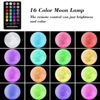 Moon Lamp Moon Night Light,16 Colors Moon Light With Stand & Remote &Touch Control And Usb Rechargeable Decorative Lamp For Girls Kids Christmas Party Gift(6 Inch)