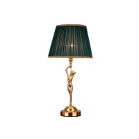 Led Table Lamp Copper Pleated Fabric Bedside Lamp Golden Nightstand Lamp Light Luxury Bedroom Hotel Room Decoration Lamp (Color : A)