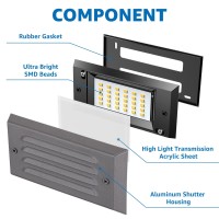 Sunvie Low Voltage Step Lights Outdoor 5W Led Stair Lights With Horizontal Louver Faceplate Deck Lights For Steps Stairs Fences