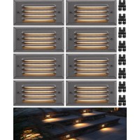 Sunvie Low Voltage Step Lights Outdoor Stair Lights 5W Led Deck Lights With Horizontal Louver Faceplate For Steps Stairs Fences