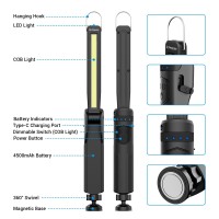 Drprepare Magnetic Work Light 4500Mah Led Work Light Rechargeable 700 Lumens Cob Mechanic Work Light Folding Work Light For