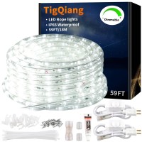 Tigqiang 59Ft Led Rope Lights, Dimmable Indoor Outdoor Rope Lights, Waterproof, 648 Daylight White Leds, Flexible Connectable Cuttable, 110V 6000K, For Bedroom Garden Patio Stairs Balcony Party