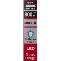 Osram Led Tube Substitube Pure With G13 Base, Length: 0.6 Meter, Daylight White (6500K), 6.6W, Replacement For Classic 18W Fluorescent Tubes, 8-Pack