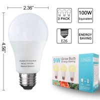 6 Pack Grow Light Bulb Indoor Grow Light,A19 Full Spectrum Plan Light Bulb,E26 110V 9W Grow Bulb Replace Up To 100W, Plant Light Bulb For Indoor Plants, Flowers, Greenhouse, Indore Garden, Hydroponic