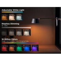 Black+Decker Verve Designer Led Clamp Light, Fits Shelves, Cubicles & Headboards, True White Led + 16M Rgb Colors