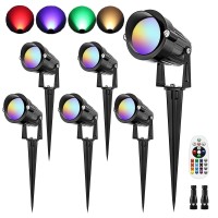 Eleglo 6W Rgb Landscape Lighting Low Voltage,16 Color Changing Landscape Lights,12V~24V Outdoor Colored Spotlight For Garden,Birthday,Halloween,Christmas Party Decorative(6Pack)