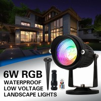 Eleglo 6W Rgb Landscape Lighting Low Voltage,16 Color Changing Landscape Lights,12V~24V Outdoor Colored Spotlight For Garden,Birthday,Halloween,Christmas Party Decorative(6Pack)