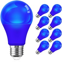 Lohas Blue Led Light Bulbs, A19 9W (60W Equivalent) Christmas Blue Colored Light Bulb Outdoor, E26 Base, For Porch, Thanksgiving Day, New Year, Home Lighting, Wedding Party, Bar Decor, Non-Dim, 8 Pack