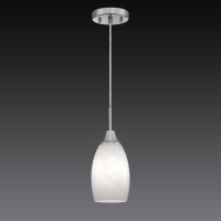 Mini Glass Pendant Light,1-Light With Handblown White Swirl Art Glass Adjustable Cord Brushed Nickel Finish Modern Hanging Pendant Light For Kitchen,Dining Room,Living