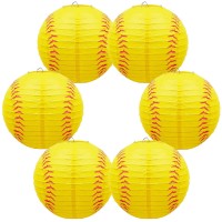 Softball Paper Lantern 8 Inches Softball Hanging Lantern Decoration Sports Ball Lantern Party Lantern Hanging Softball Lantern Decor For Sports-Themed Party Festival Celebration (6)